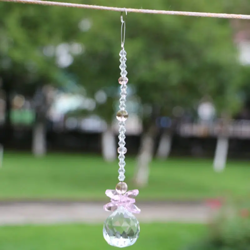 pink 10 шт./лот K9 хрустальный шар чакра Suncatcher призмы Подвески ручная работа Висячие Подвески Радуга производитель - Цвет: pink