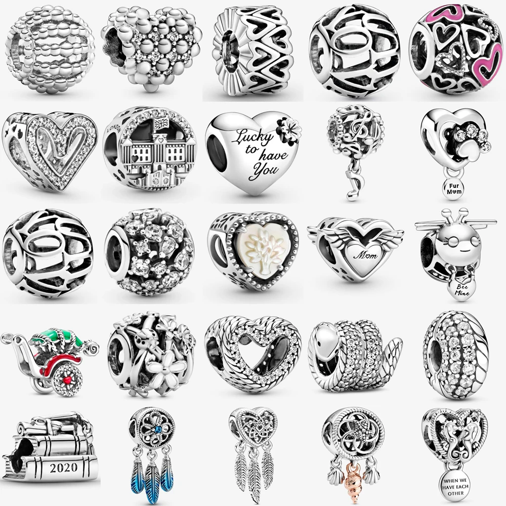 New 925 Sterling Silver Heart Dreamcatcher Charm Fit pandora Bracelet Angel Wings &amp Mum Open Family Tree DIY Jewelry | Украшения и