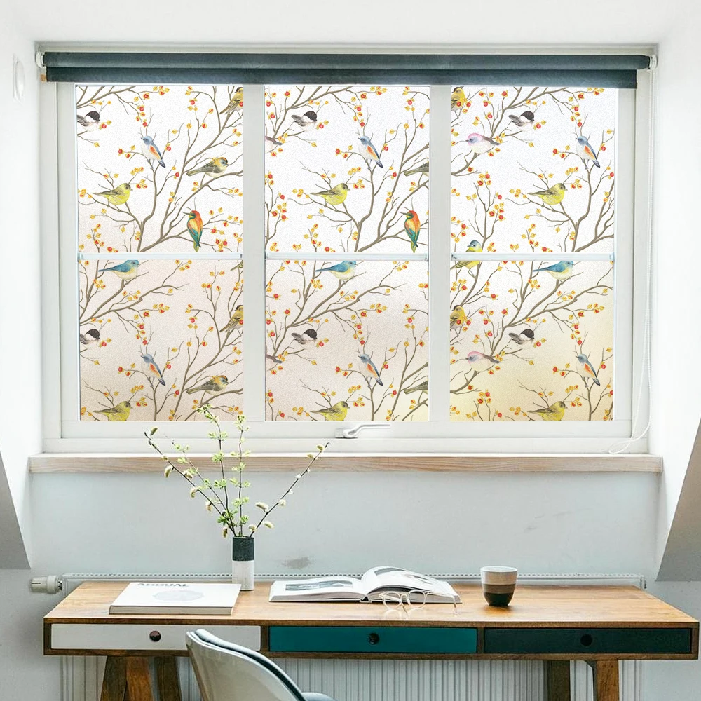 Window Film Privacy Lovely Birds Glass Sticker UV Blocking Heat Control  Window Coverings Window Tint for Homedecor