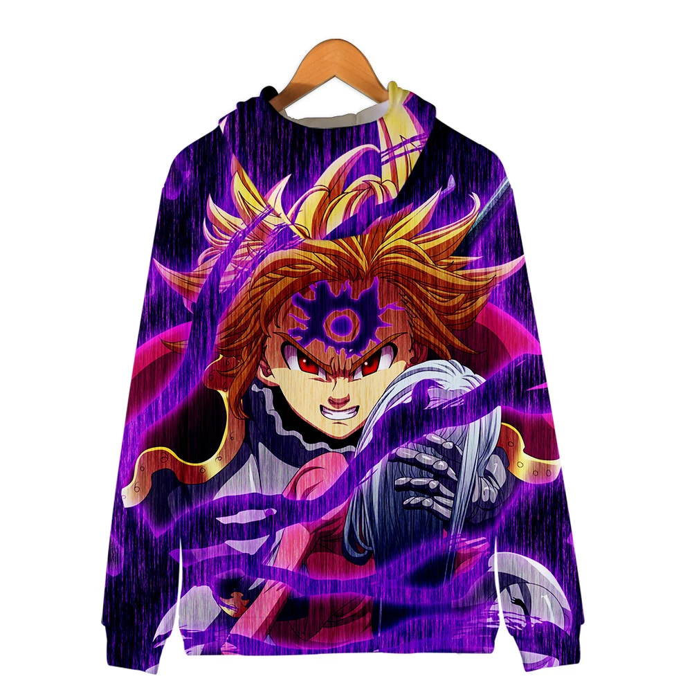 Толстовка Meliodas Мужская/женская с капюшоном японское аниме на молнии объемным