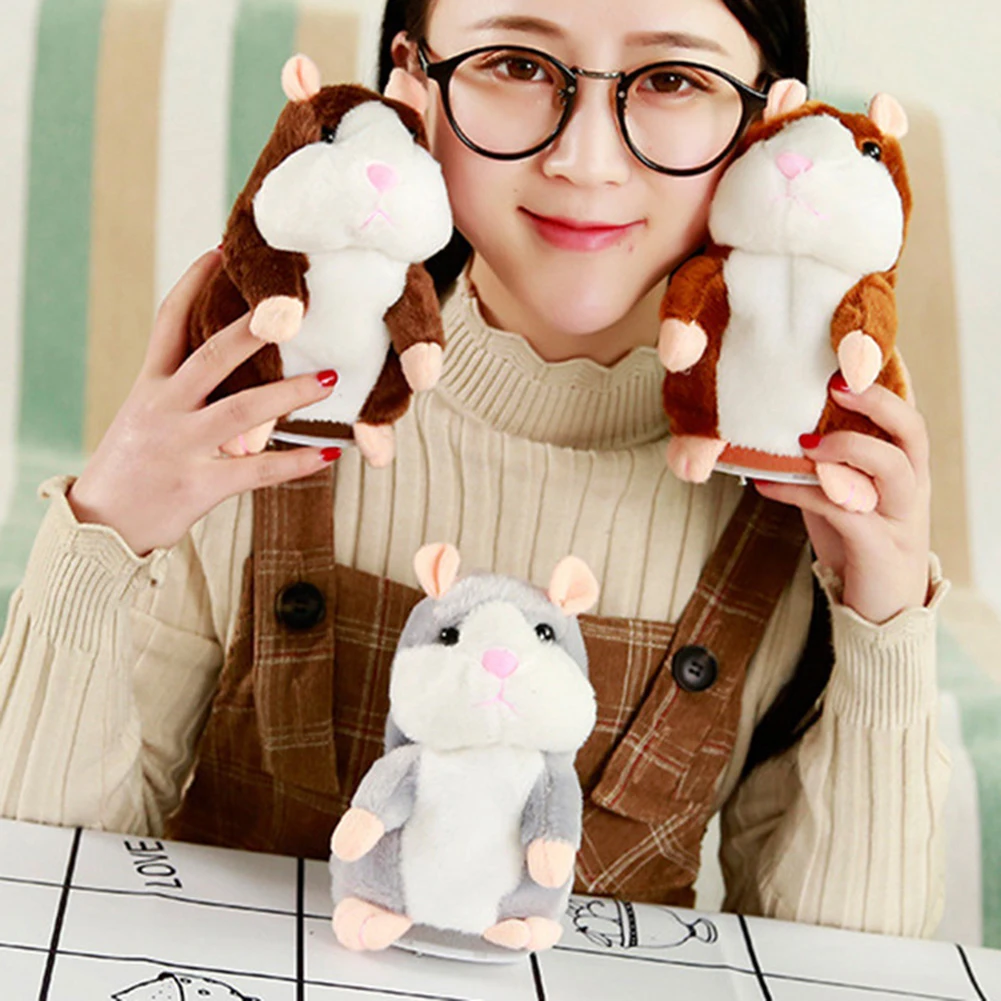 Registro de Som Brinquedo de Pelúcia Bonito Falando Hamster Mouse Macio Crianças Presente Recheado Elefante Bebê Acompanhar Boneca Natal Nod Pet 3 presente recheado elefante bebê acompanhar boneca presente natal