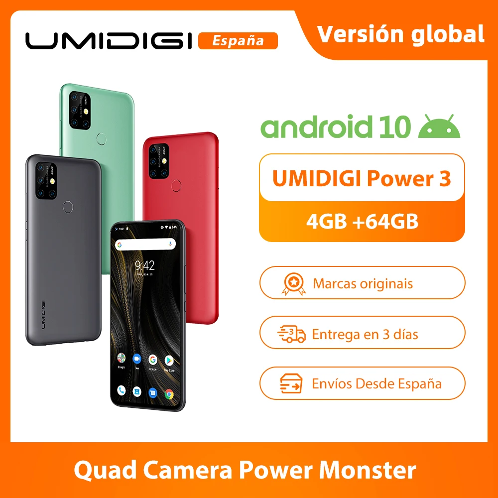 UMIDIGI Power 3 Moblie Phone Android 10 48MP Quad AI Camera 6150mAh 6.53