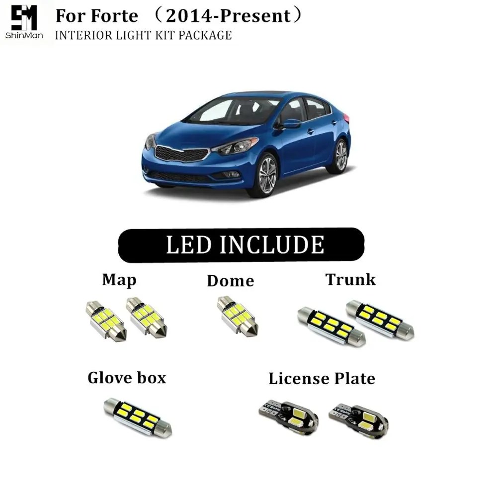 9x canbus led для kia forte 2014 + Внутреннее освещение чтения купольная лампа Автомобильные