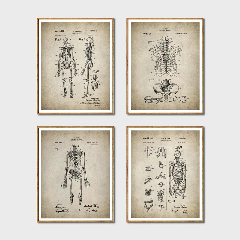 

Modern Pictures Wall Artwork Vintage Skeleton Anatomy Canvas Print Painting Modular Nordic Poster Living Room Home Medical Decor