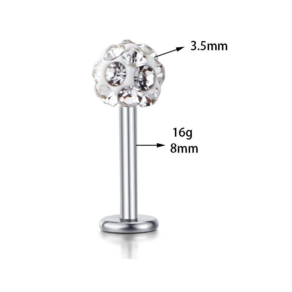 crystal 8mm bar JUNLOWPY 1-7 пар серьги для ушного хряща из нержавеющей стали шаровая шпилька штанга для Штанга пирсинг уха тело губная серьга для женщин - Окраска металла: crystal 8mm bar