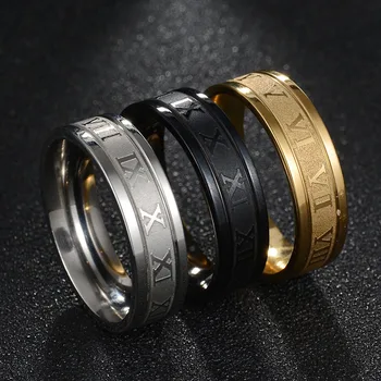 Vintage Roman Numberss Ring Temperament Fashion 6mm Width Stainless Steel Couple Ring For Men Woman Party Jewelry Birthday Gifts 1