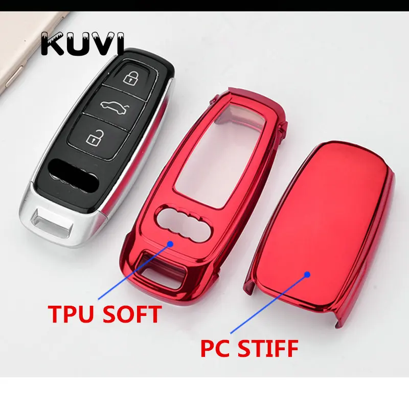 Высокое качество PC+ TPU чехол для ключей, защитный чехол для ключей, держатель для Audi A6 C8 A7 A8 чехол для ключей