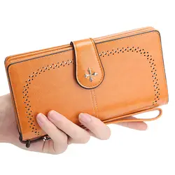 Высококачественный дизайнерский Длинный кошелек на молнии брендовые кожаные женские кошельки женские Футляр для карт, Дамский кошелек
