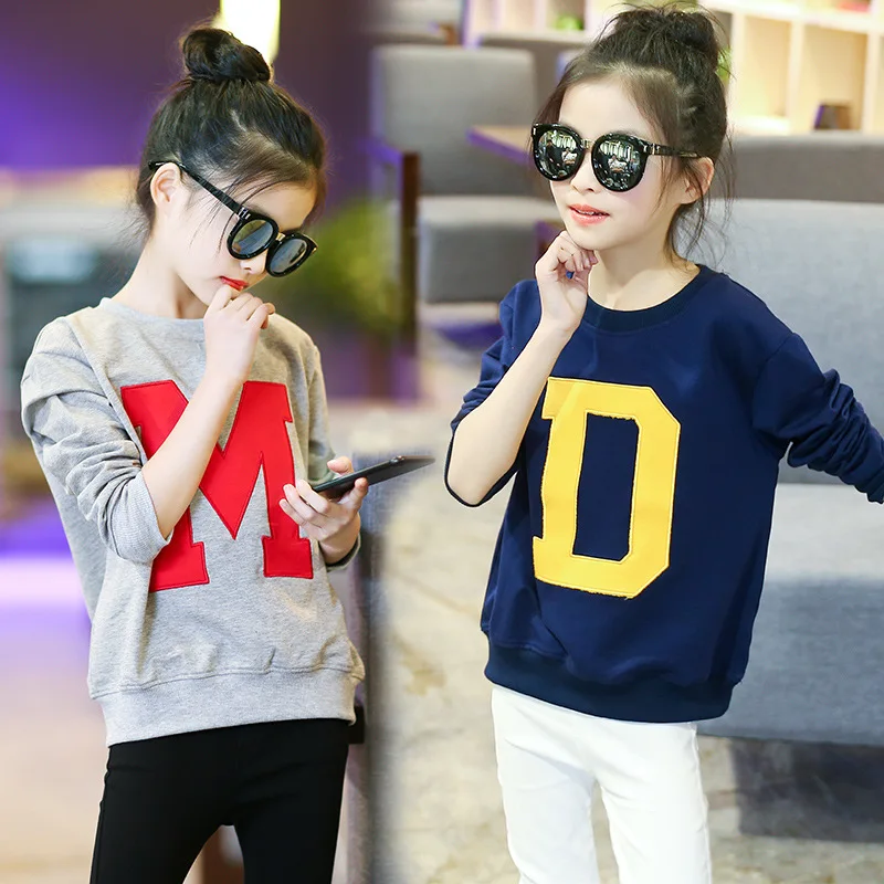 

2020 New Girls Sweater Children's Wear Girls Cotton Sweater Spring and Autumn Letters Print Girls' Clothing 8 9 10 12 years