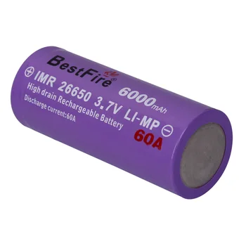 

BestFire 26650 Rechargeable Battery 3.7V 6000mAh 60A Li-ion Rechargeable Battery for E Cigarette Flashlight Led