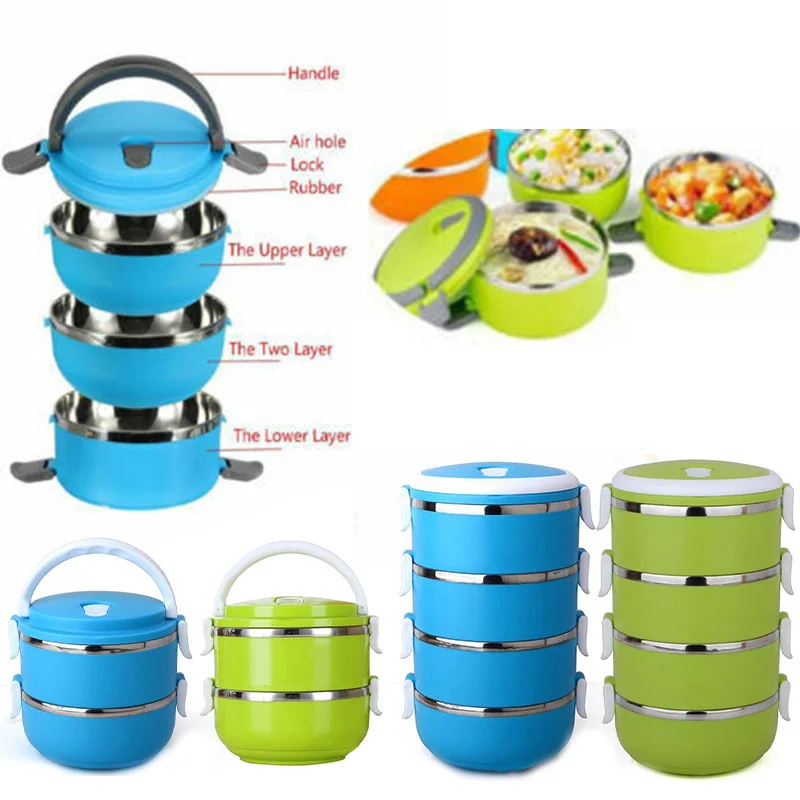 2/4 Layer Insulated Bento Lunch Box Stainless Thermal Food Storage Container LunchBox Food Storage Container Foodbox