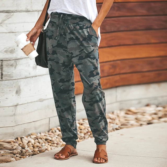 Cargo de camuflaje para mujer, pantalón de Hip Hop de cintura media, pantalones largos de camuflaje de combate militar, pantalones de chándal Capris _ - AliExpress Mobile