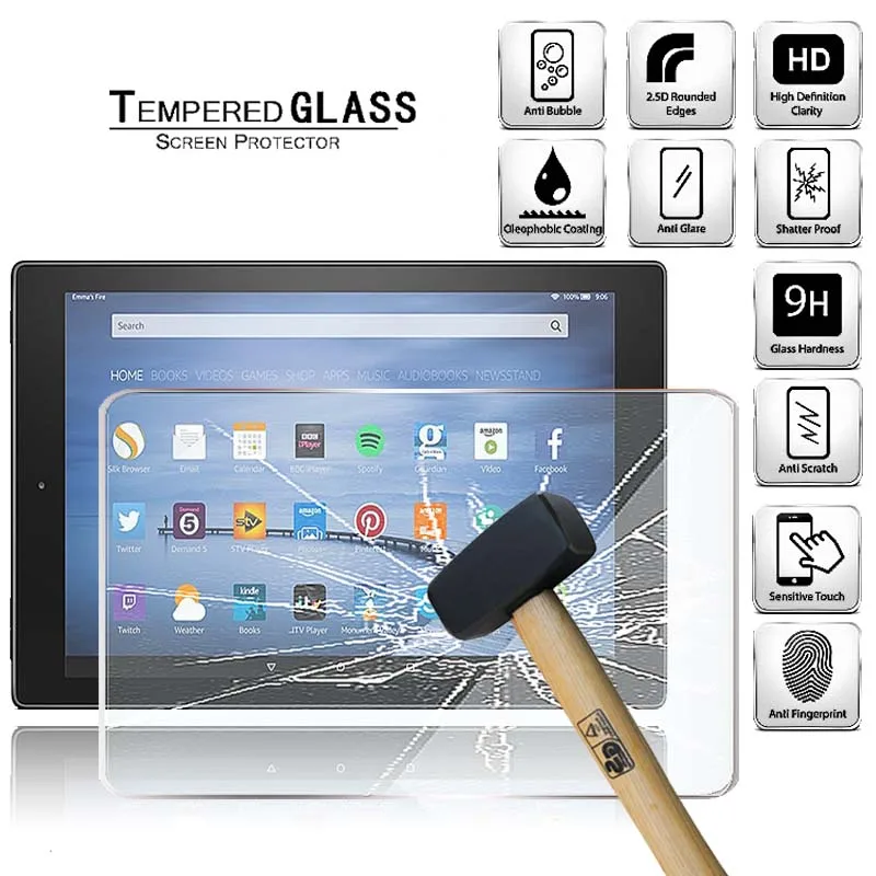 

Tablet Tempered Glass Screen Protector Cover For Amazon Fire HD 10 (2019) With Alexa Anti-Screen Breakage HD Tempered Film