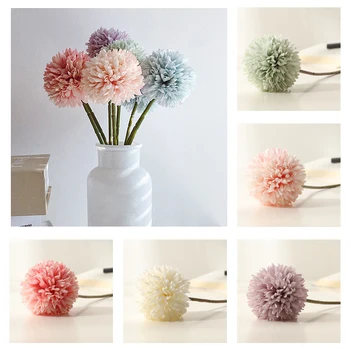 3pcs Artificial Dandelion Simulation Flower Fake Plants Silk Flower Ball Bridal Bouquet Wedding Party Decor Valentines Day Gift