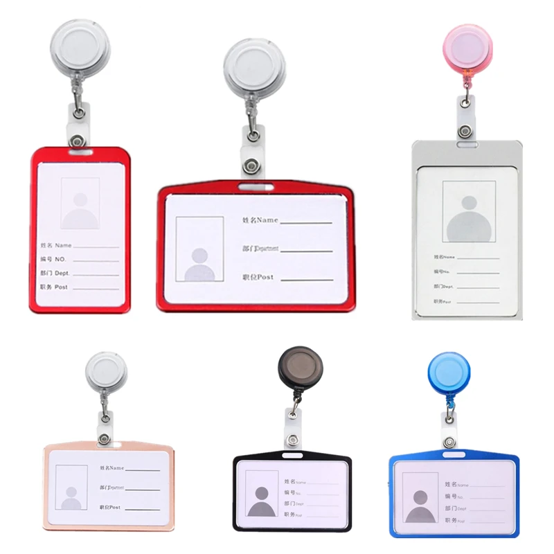 Retractable Pull Key Ring ID Badge Lanyard Name Tag Card Holder