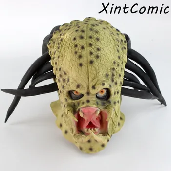 

Latex Movie Alien Predator Cosplay Mask Costume Helmet Props Antenna Halloween Prop Party Horror Full Face Head Mask