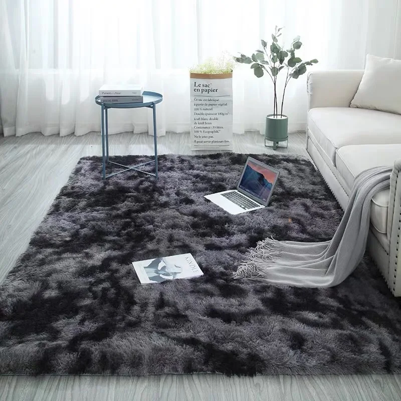 Gray carpet tie dyed plush living room soft carpet bedroom non-slip bedroom carpet absorbent carpet multiple colors Optional