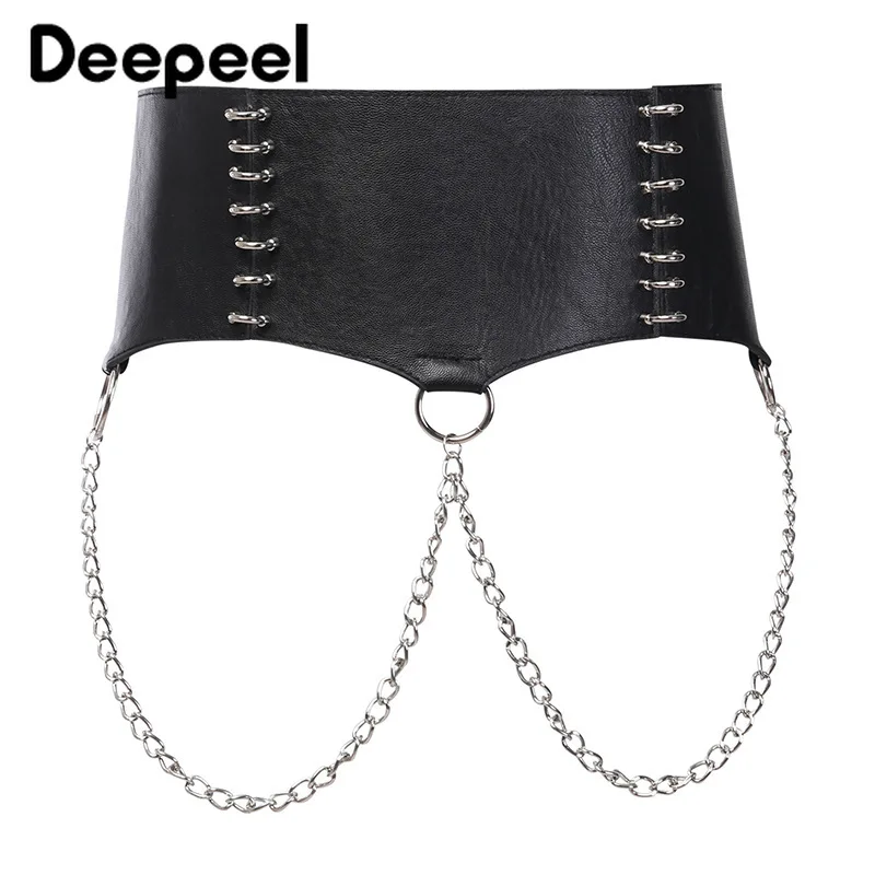 Deepeel 1 шт., 11 см* 60-80 см, женский модный тонкий корсет, широкий пояс, металлическое железное кольцо, цепочка, украшение, темный стиль, готический пояс, YK783