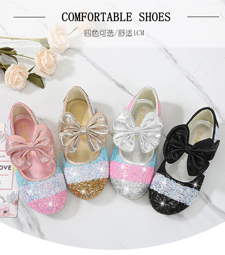 ULKNN Girls Princess Shoes Spring Autumn Leather Shoes Children's Shoes Crystal Soft Bottom Non-Slip Single Shoes Size 24-37 child shoes girl