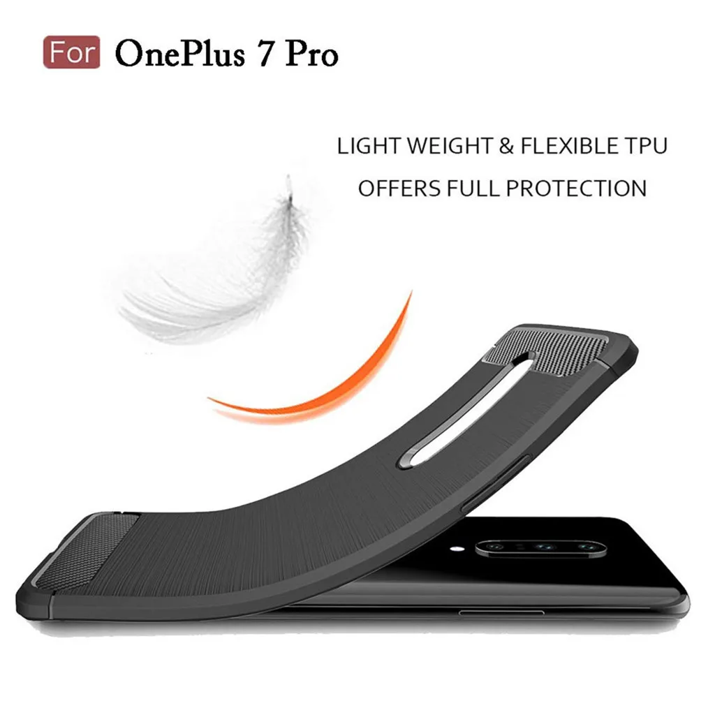 For Oneplus 7 Pro 6.7 inch Luxury Silicone Rubber Protective Hard Phone Case Dirt-resistant Slim Cover Carbon fibre Hard Case