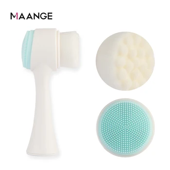 

MAANGE 1Pcs Double Side Silicone Face Brush Portable Size 3D Cleaning Vibration Massage Face Washing Product Skin Care Tools Hot