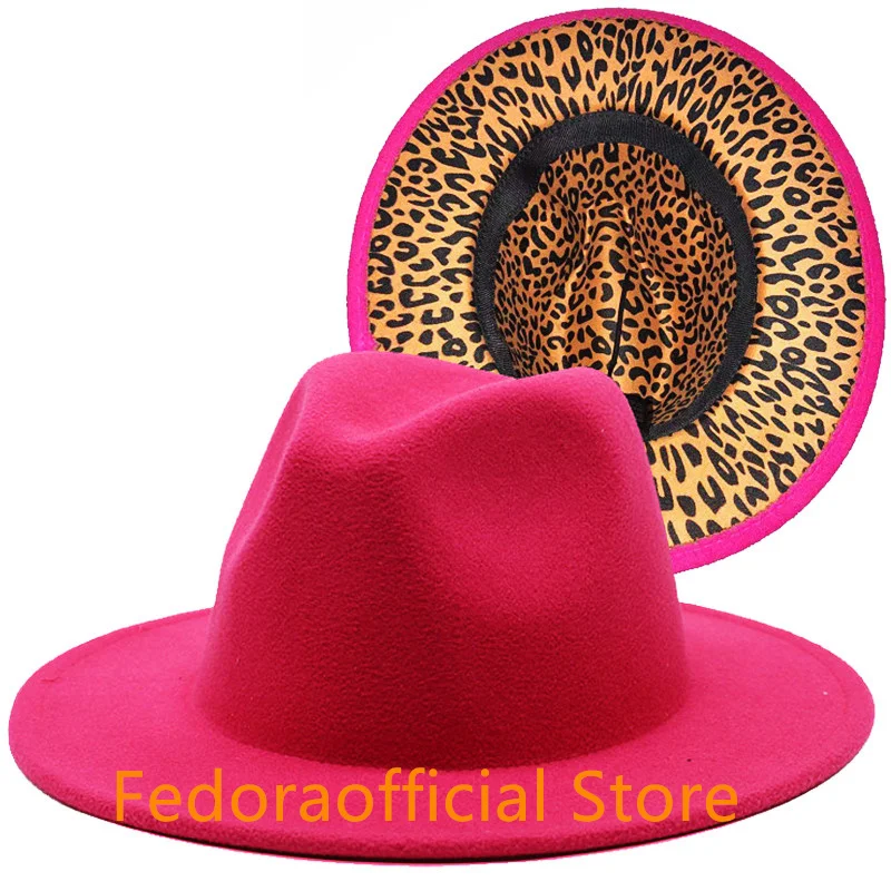 summer fedora Rose red fedora hat new leopard print hat European and American men's and women's hat fedora jazz winter hat шапка женская grey fedora hat