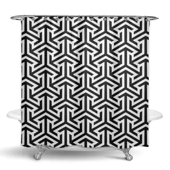 

Shower Curtain Polyester Fabric Waterproof Machine Washable with 12 Hooks - 72x72 Inch - Black Cool Pattern