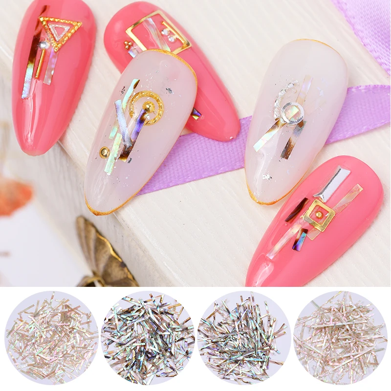 

100~200Pcs/Bag Colorful Mixed Thin Shells 3D Nail Decorations Rectangular Shells Slice DIY Design Nail Art Decorations