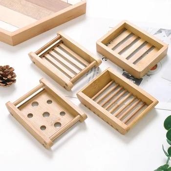 

1Pcs Creative Wooden Natural Bamboo Soap Dishes Tray Holder Storage Anti-mildew Drain Bath Kitchen Rack Soap Storage Organizer
