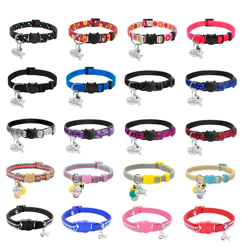 Cat Collars Name Phone Number Cat Collar Personalized Kitten Personalized Safety Aliexpress