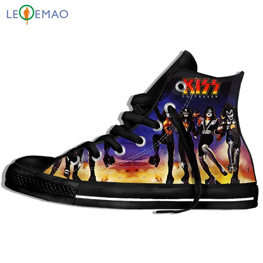 

Creative Design Custom Sneakers Hot Printing Kiss Band Unisex Lightweight Trends Comfortable Ultra High Top Light Sports Shoes