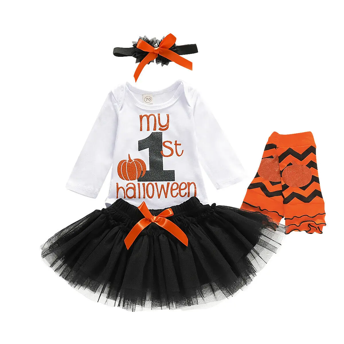 

Pudcoco 2019 Autumn Newborn Infant Baby Girl Halloween Pumpkin Romper Tulle Skirts Outfit Holiday Set