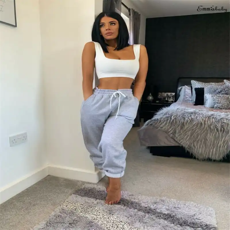 grey high waisted tracksuit bottoms