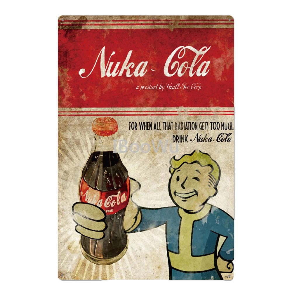 Металлическая табличка Nuka Cola винтажная Оловянная в стиле ретро Декор стен для