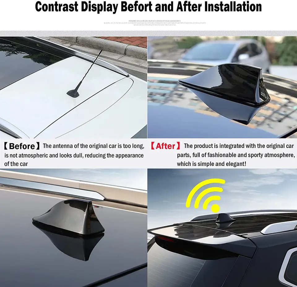 Antenne Voiture Aileron De Requin - Pour Nissan Navara D22/D40/NP300 - FM/AM - Étanche - Installation Adhésive - Blanc