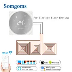 Wi-Fi умный термостат регулятор температуры Электрический напольный нагрев Tuya приложение дистанционное управление работа с Alexa Google Home