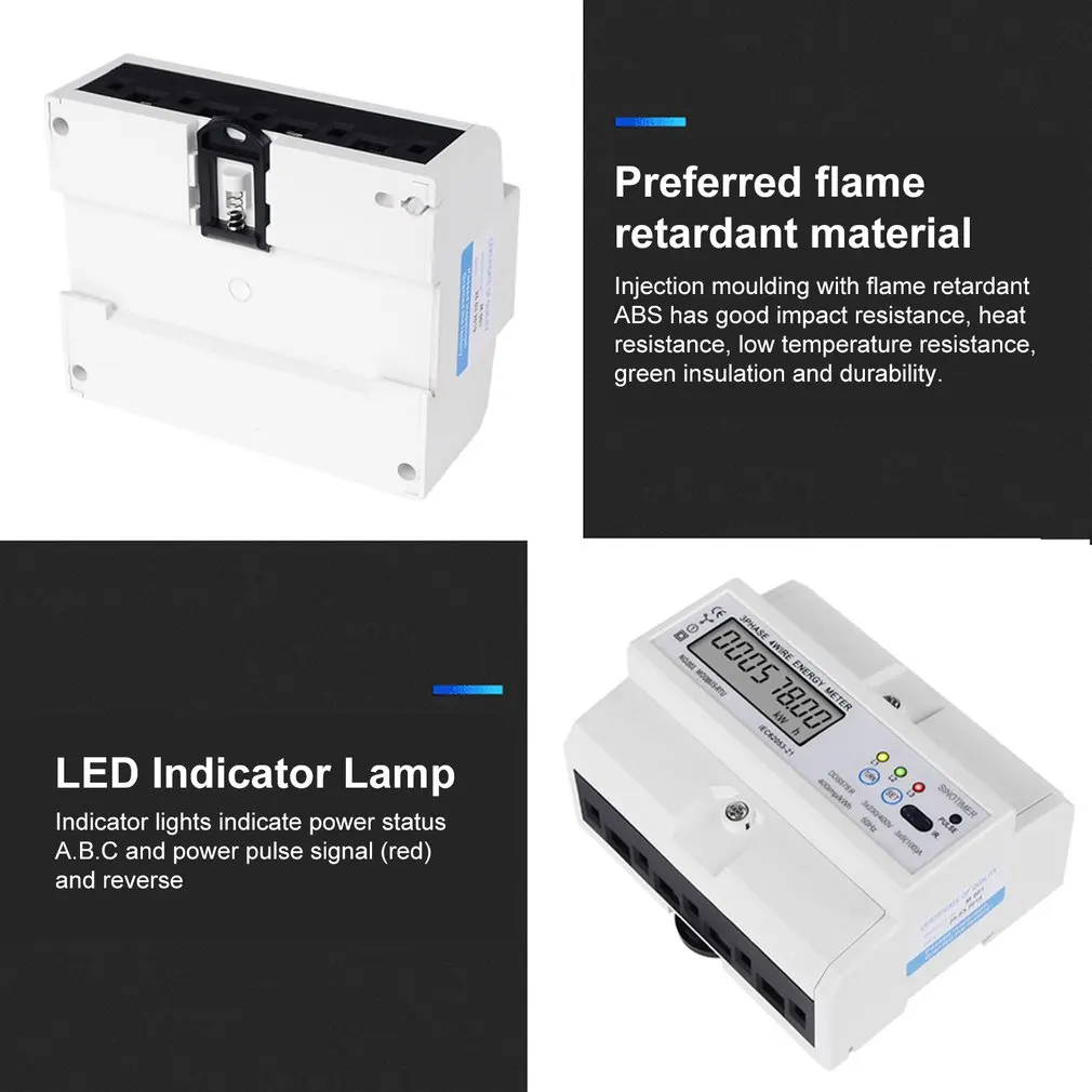 SINOTIMER RS485 Modbus Многофункциональный din-рейку 3 фазы 4 провода 7P ЖК-ваттметр электронный измеритель энергопотребления