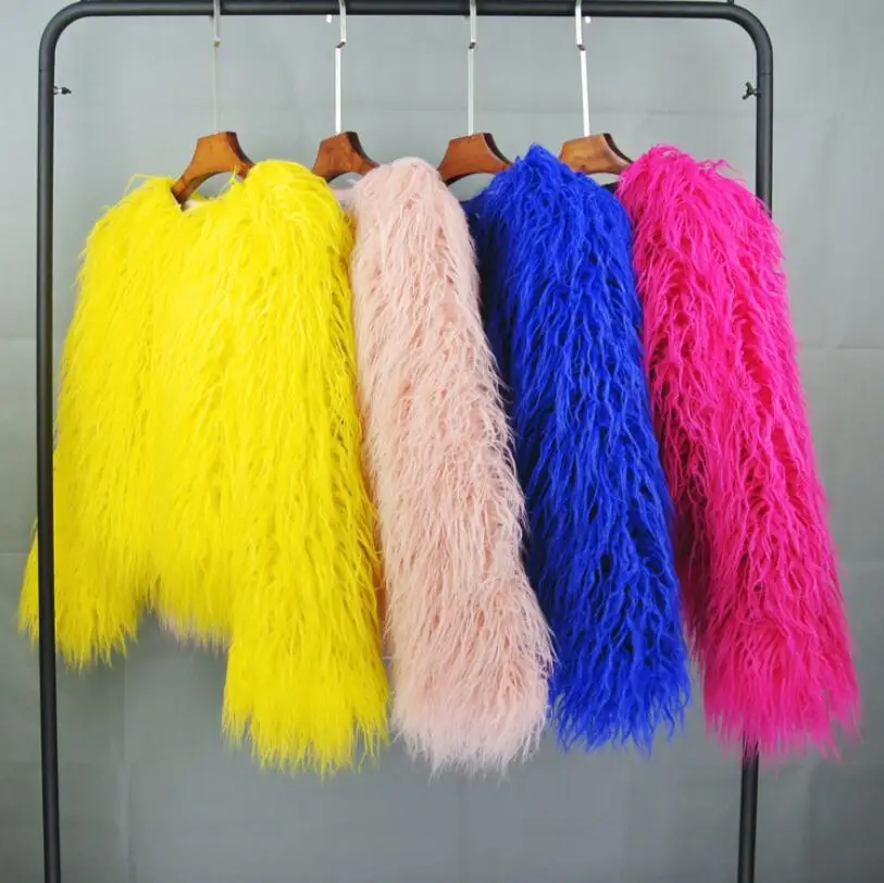 Манто fausse fourrure coréen fausse laine femmes Manteau fausse fourrure manteau coréen couleur unie laine femmes veste S-XXXL