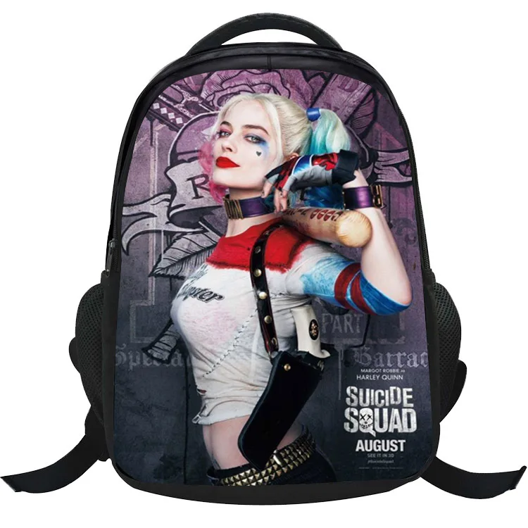 

New Style Suicide Squad School Bag Cool Men And Women Backpack Burden Relieving Spine-Cartoon Backpack Manufacturers Direct Sell