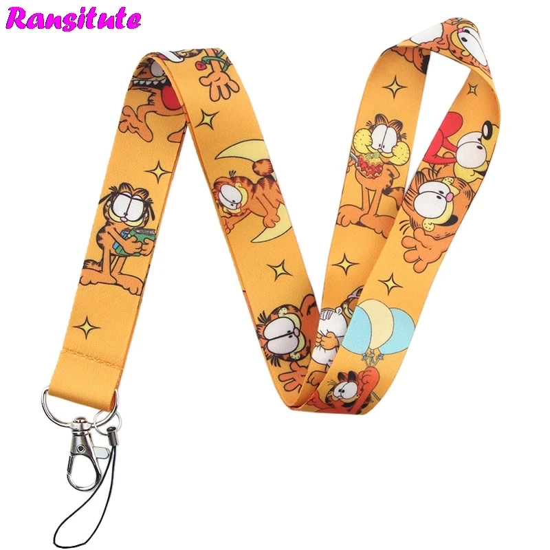 

Ransitute Garfield lanyard key ID card gym mobile phone strap USB badge holder DIY mobile phone lanyard R582x20