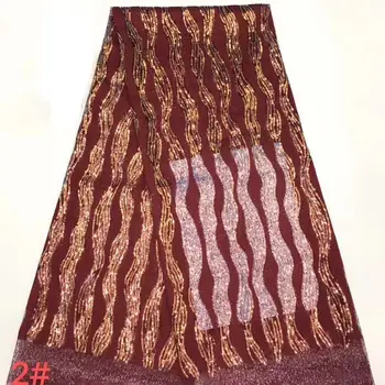 

Luxury African Lace Fabric 2020 High Quality Lace Red Gold Mesh Sequin Lace Fabric For Wedding Party French Tulle Lace Fabric