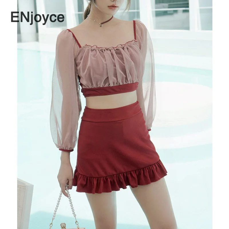 

Sexy Off Shoulder Split Long Sleeve Swimwear Women Bikini 2 Piece Set Cover Up Swimsuit Swimming Bathing Suit Beach Wear Summer