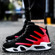 Мужская зимняя теплая обувь; мужские высокие ботильоны с мехом и плюшем; кроссовки; Рабочая обувь; мужские ботинки на шнуровке; Tenis Masculino Adulto