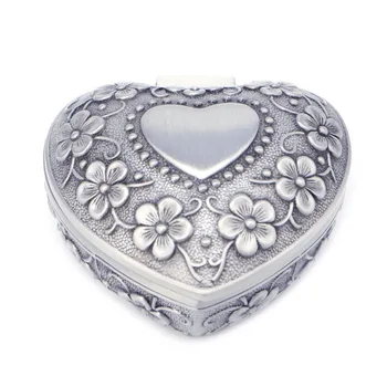 

Heart Love Jewelry Box Antique Alloy Case Ring Earring Necklace Storage Holder