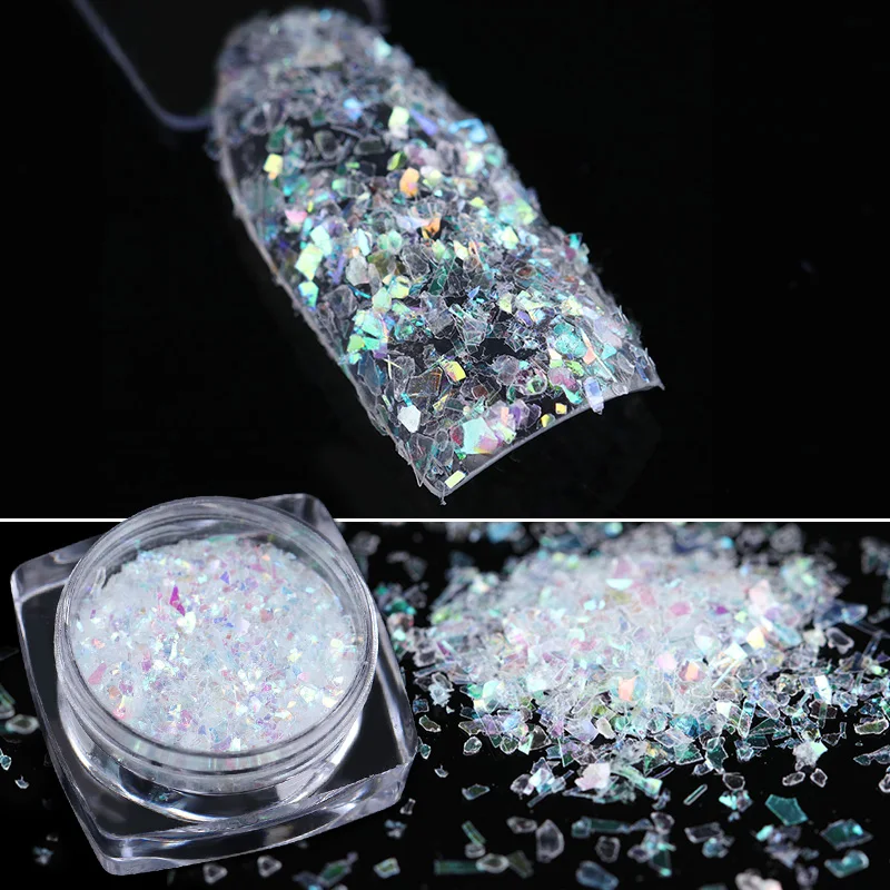 Цветная пудра для ногтей из фольги 0 7 г нестандартные хлопья с блестящими