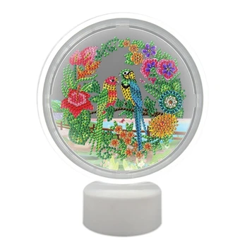 

DIY Diamond Painting Led Light 5D Diamond Embroidery Light Home Neon Decoration Wreath with Bird