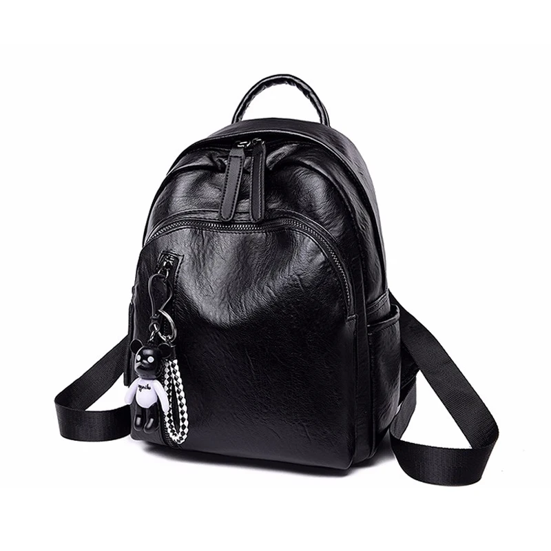 Sisjuly, женский рюкзак,, легкий, вместительный, Повседневный, рюкзак, школьные сумки, мягкая, из искусственной кожи, мини, милая сумка для женщин, девушек - Цвет: black