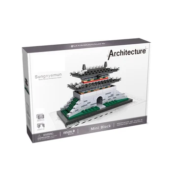 

hot Lepining city architecture Street view South Korean Seoul Chongli gate mini micro diamond building blocks model bricks toys