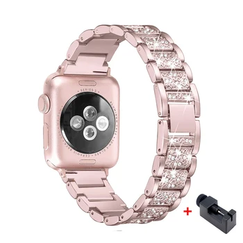 

stainless steel strap For Apple Watch band 5 4 40mm 44mm women Diamond Band bracelet Iwatch 4 3 2 1 38mm 42mm iWatch Accessories