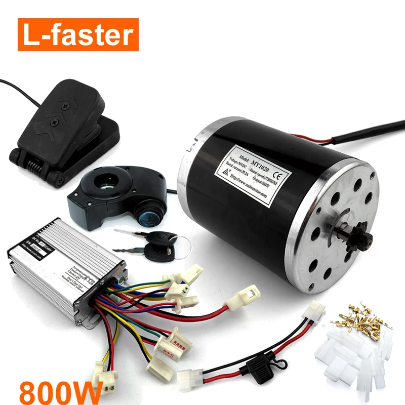 Bracketless 800W 36V 48V Electric Motor For E-scooter Bike Go-kart Minibike Brushed Controller With Fuse Foot Pedal Throttle | Спорт и
